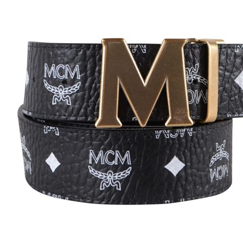 black and white mcm belt